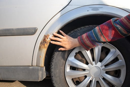 Seasonal car care - finding rust on a vehicle.