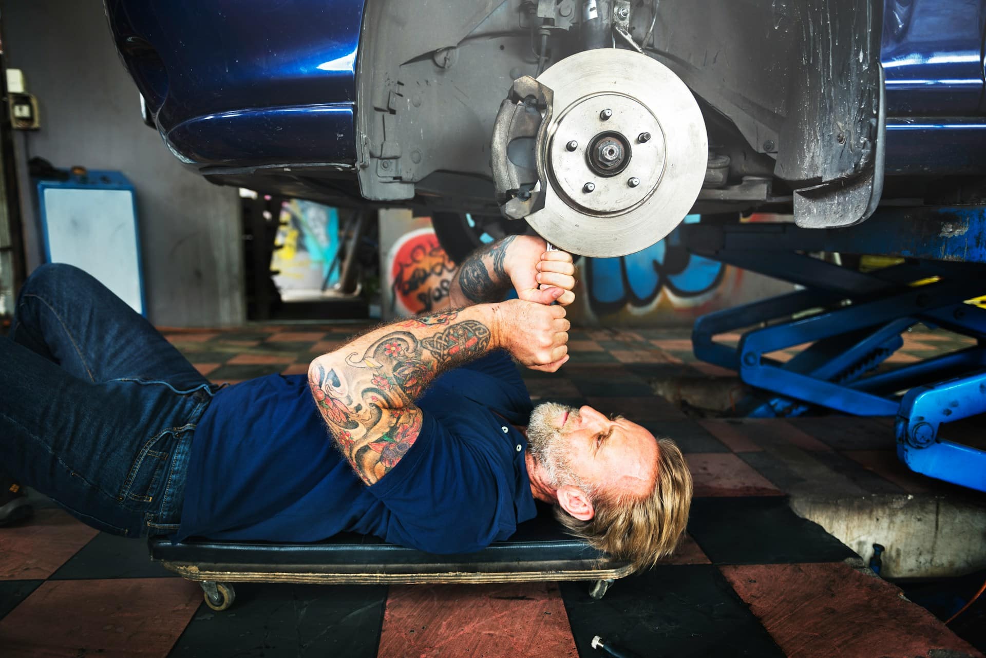 A man working on a car